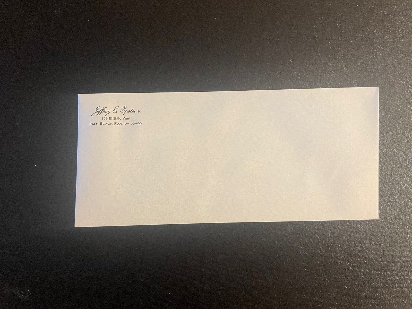 Envelope Jeffrey E. Epstein Palm Beach Florida