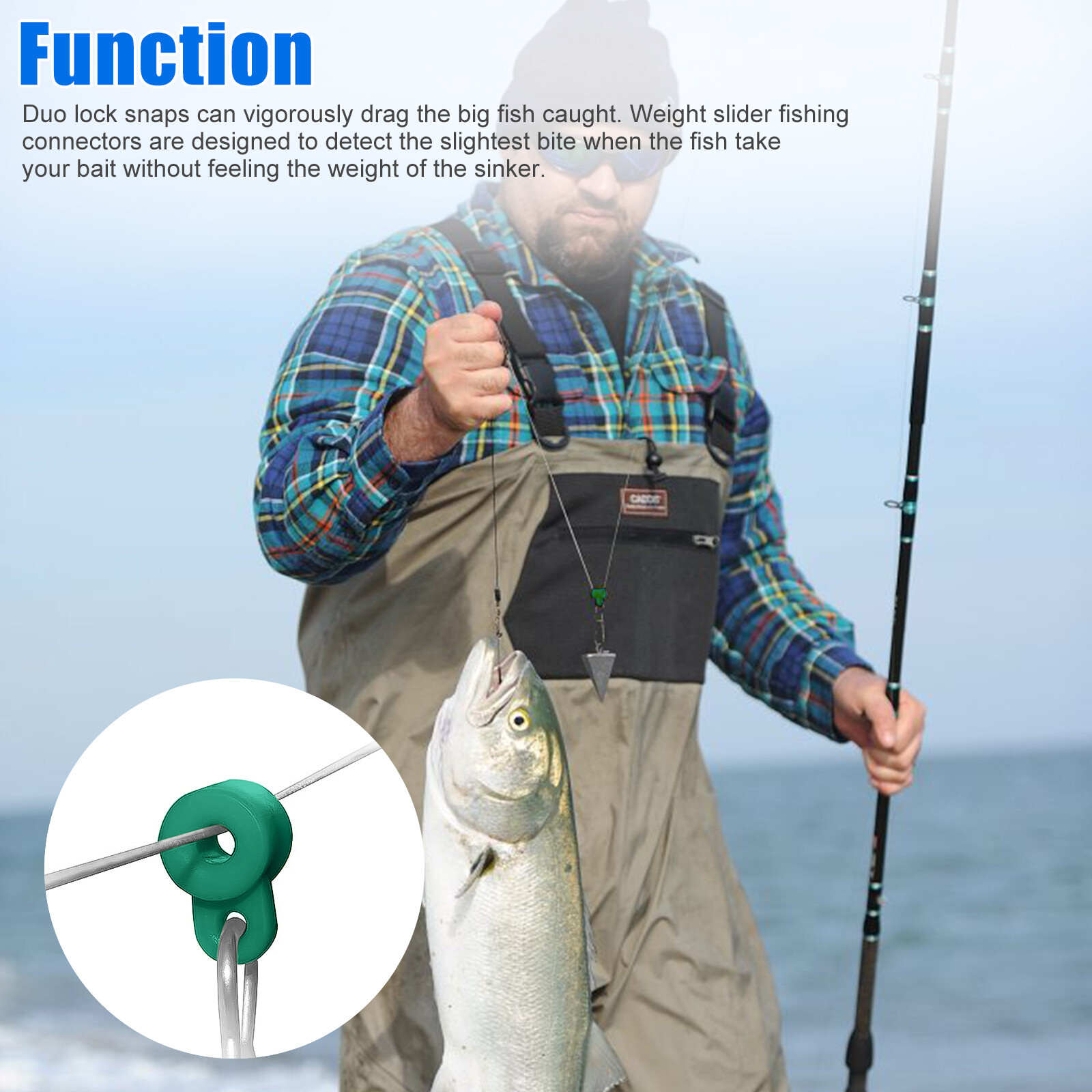 100/50X Heavy Duty Fishing Sinker Slide Stainless Steel Fish Line Finder Slider