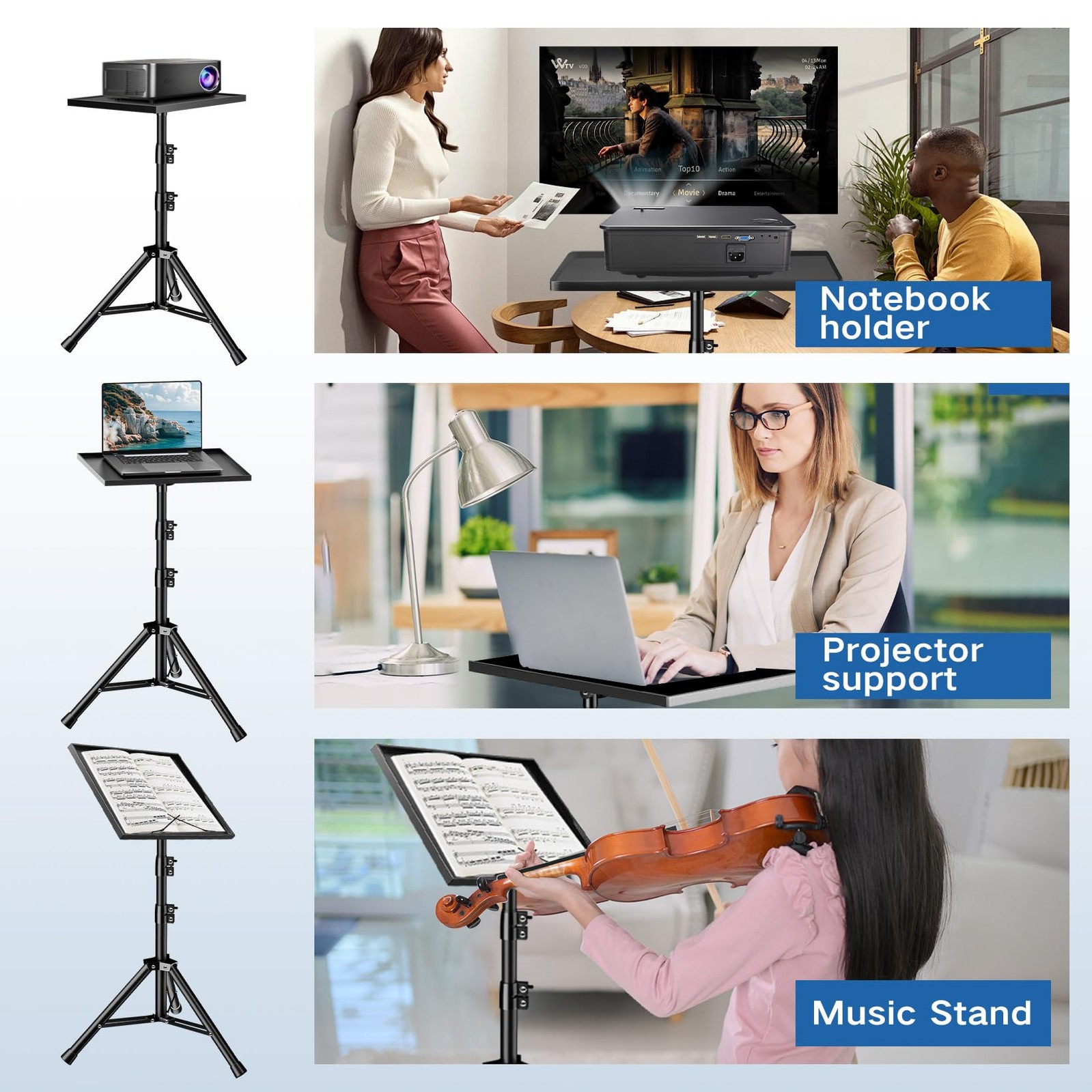 REHOSEUP Projector Stand 33LB Load Bearing & 22-55 Height Adjustable for