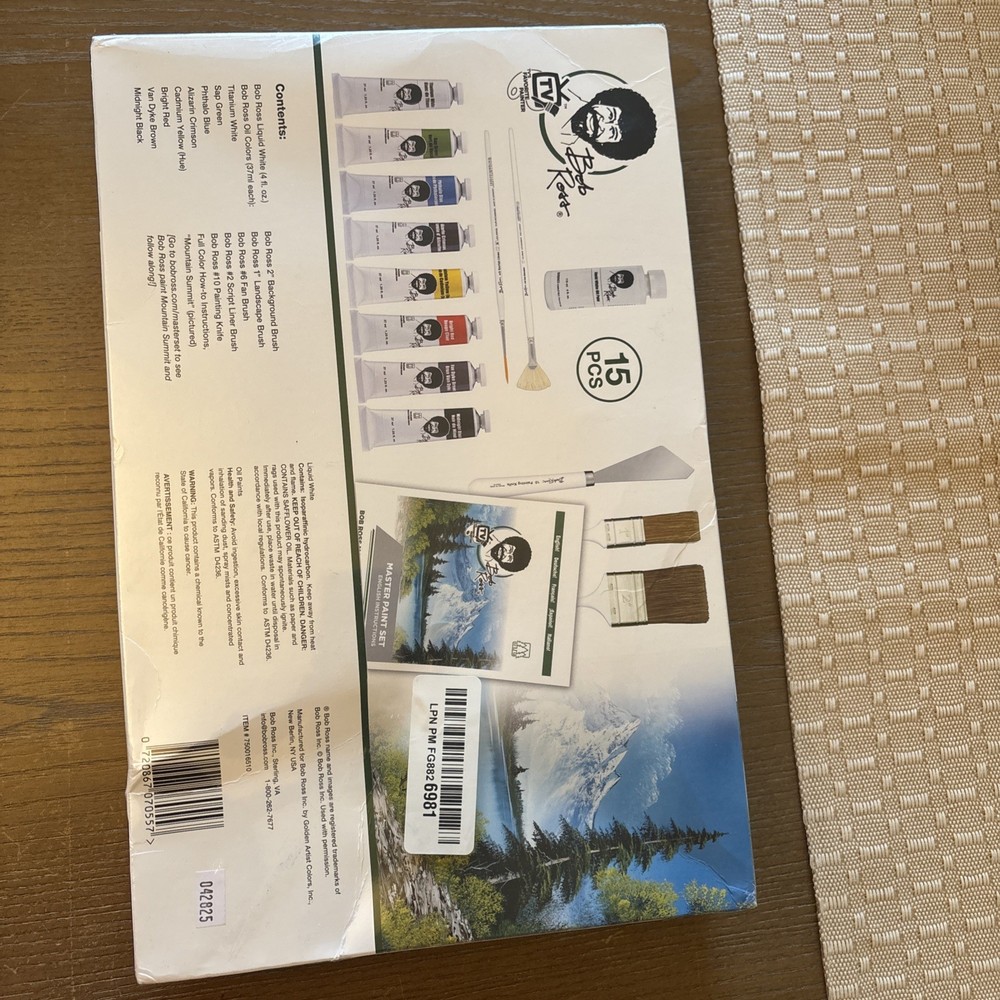 Bob Ross Master Paint Set 9 Colors Brushes Instruction Guide