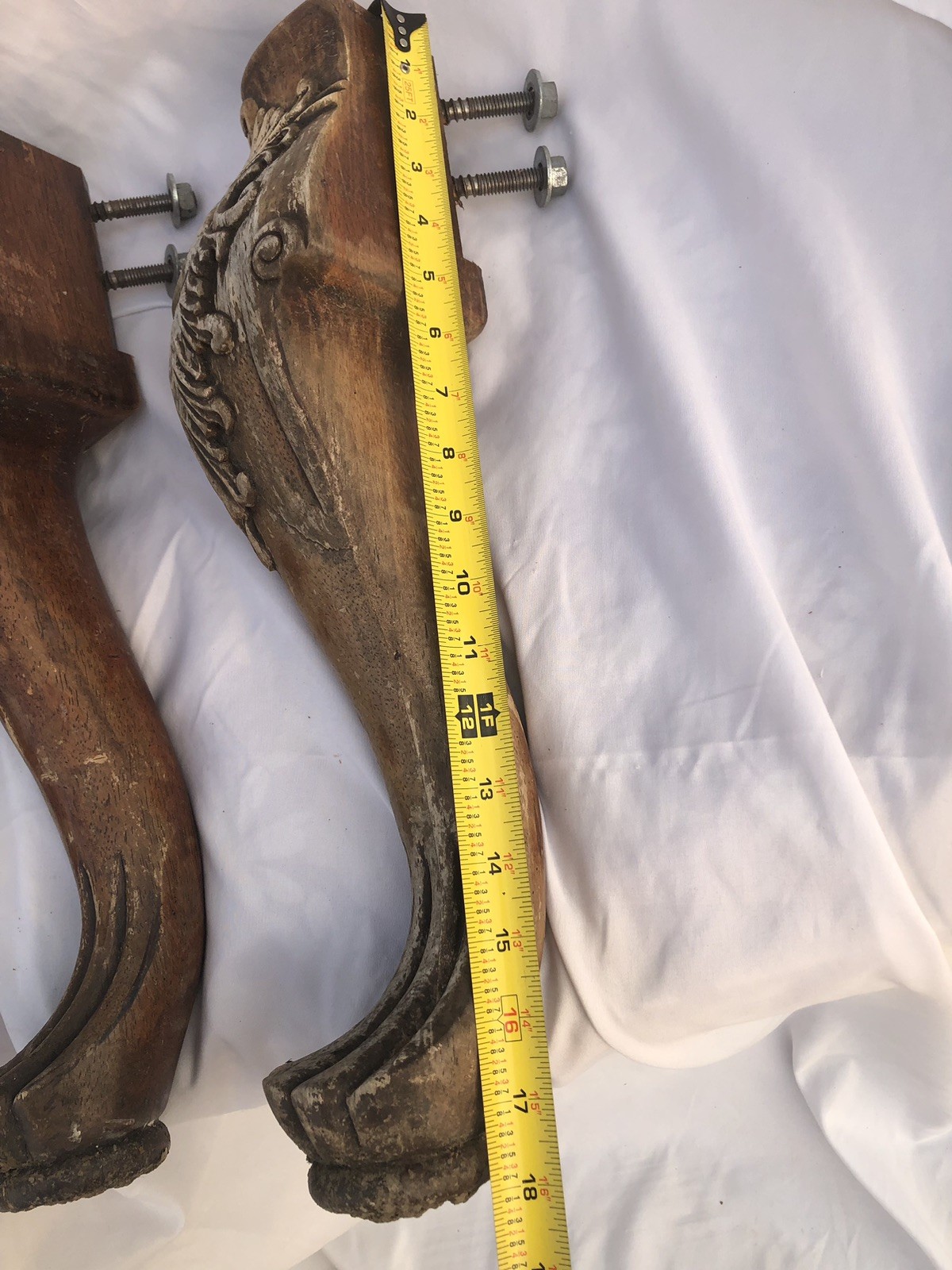 4 Vintage Table Legs Ball Claw Feet Salvaged Wood Leg 18” Tall, Georgian VTG