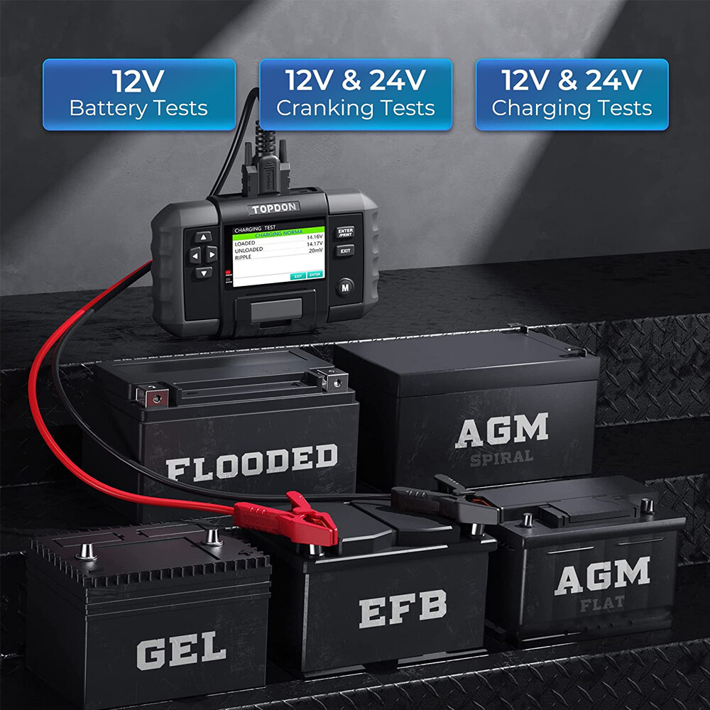 TOPDON BT600 12V/24V Digital Battery Analyzer with Built-in Printer