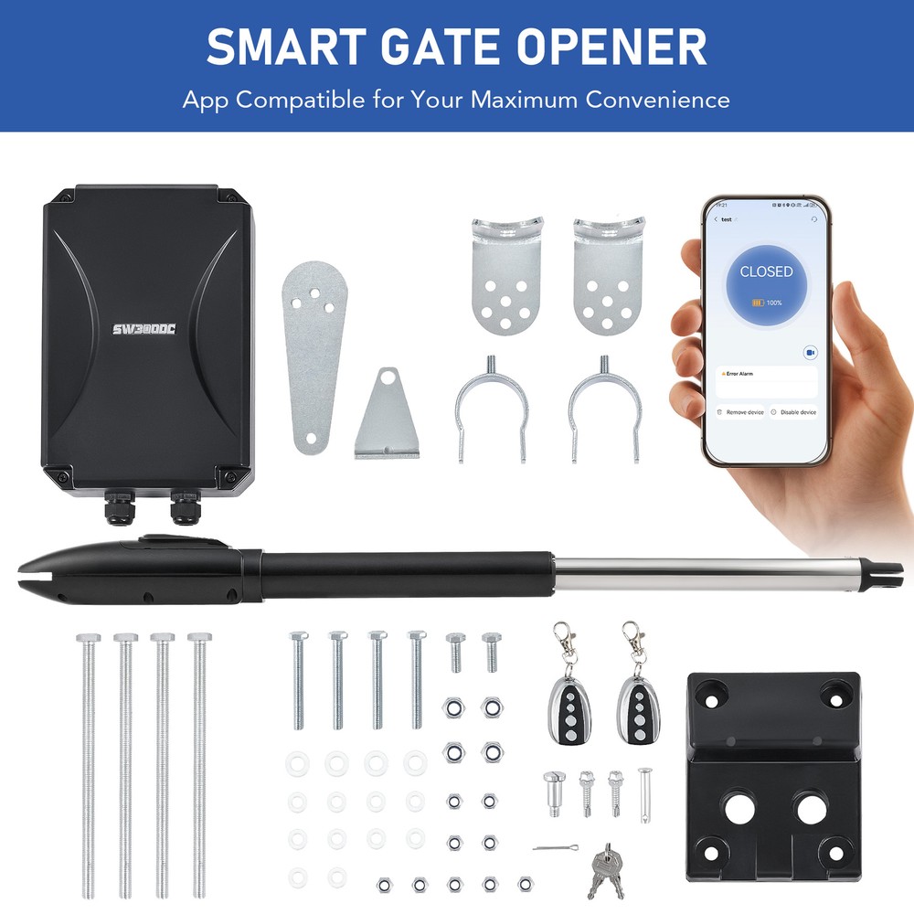 CO-Z 660lb Automatic Swing Gate Opener Kit with APP Control & Remote Controls