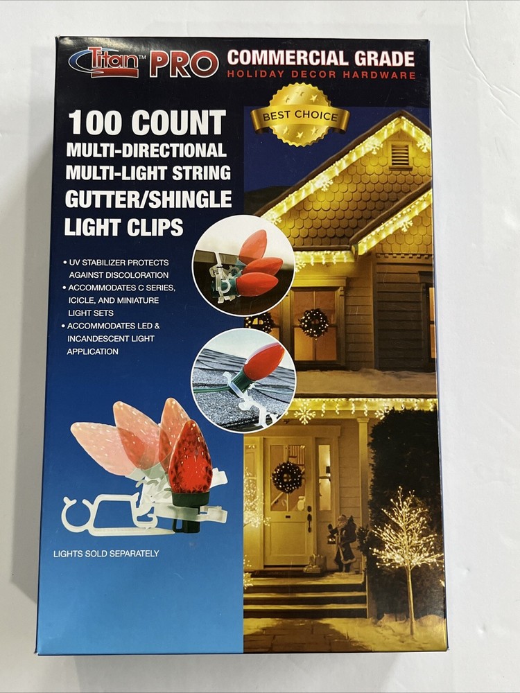 Titan Pro 100 CT Commercial Multi Directional Gutter/Shingle Light String Clips