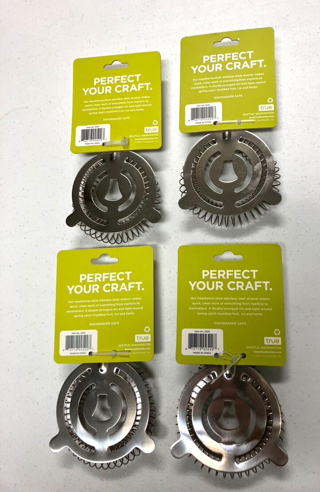 4 NEW True Hawthorne Cocktail Stainless Steel Strainers W