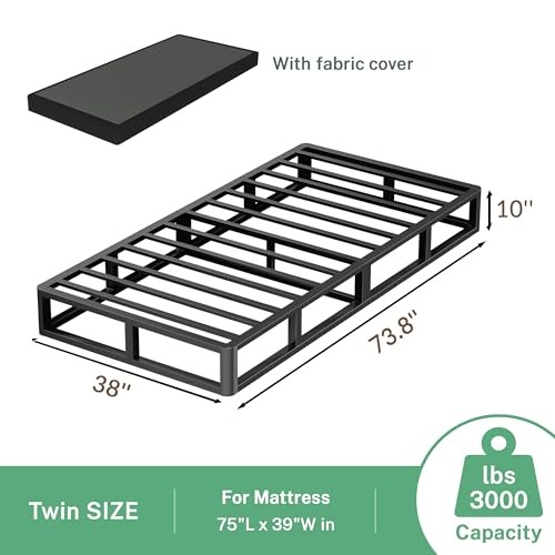 Metal Bed Frame Round Corner Low Platform Bed Frames 3000 LBS Twin 10 Inch