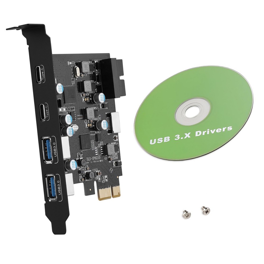 Plug-N-Play USB3.0 PCIe Expansion Card 2xUSB-C 2xUSB-A 5Gbps For Multi-OS