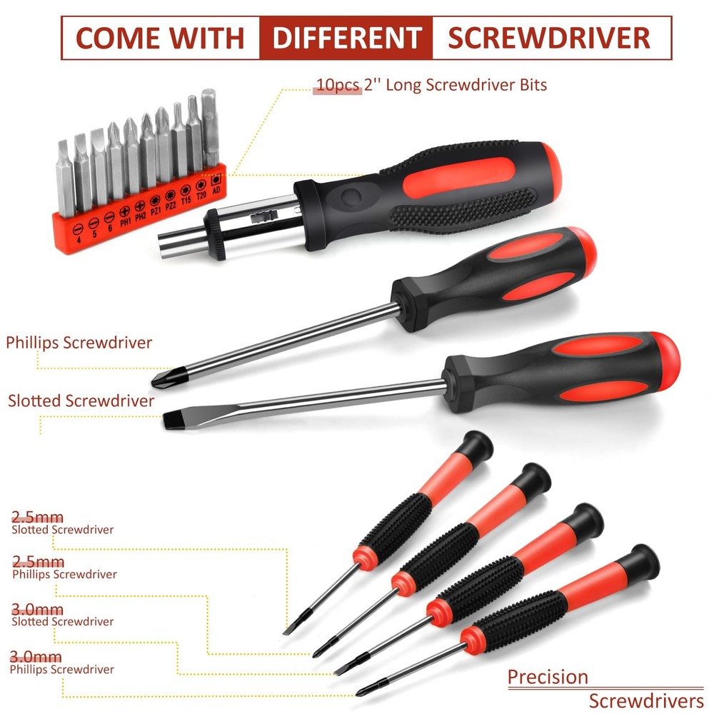 Home Tool Kit 148-Pcs - Household Basic portable Hand Repair Tool Set with Ca...