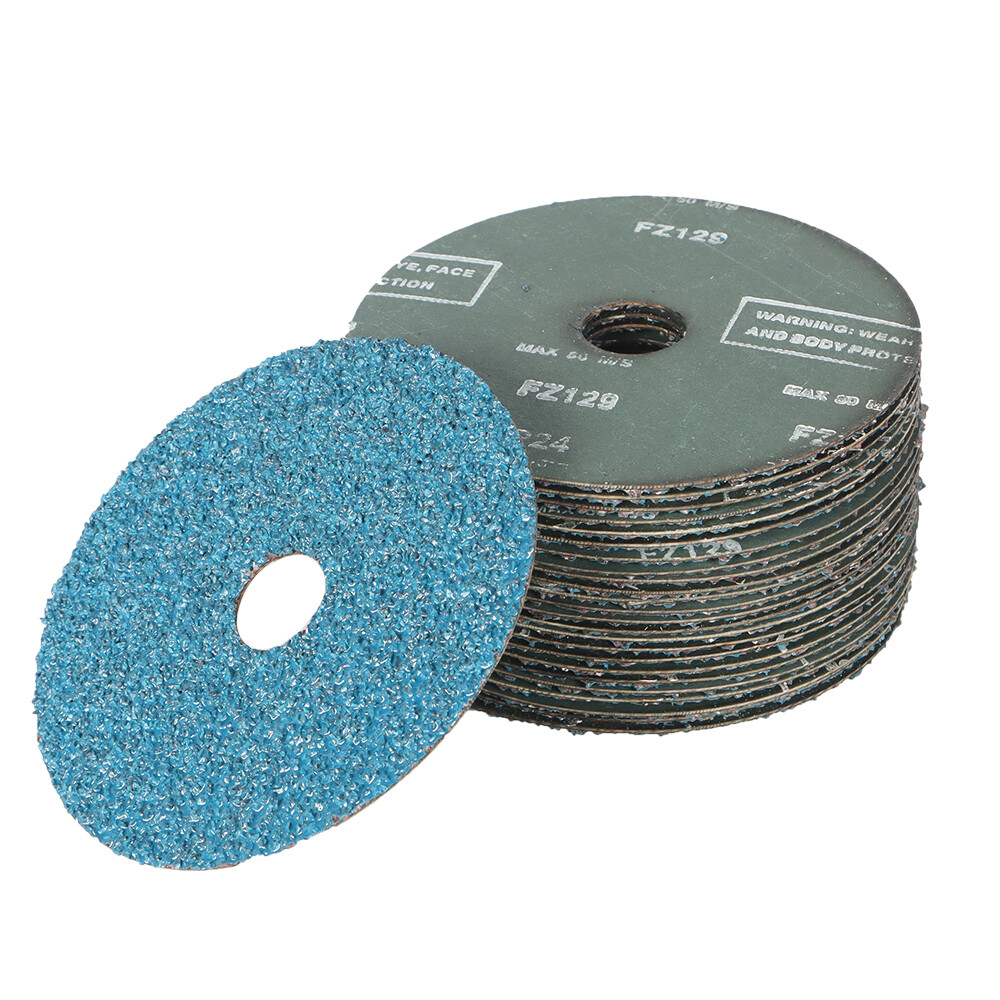 25 Pack 5Inch x 7/8Inch 24 Grit Zirconia Resin Fiber Grinding And Sanding Disc