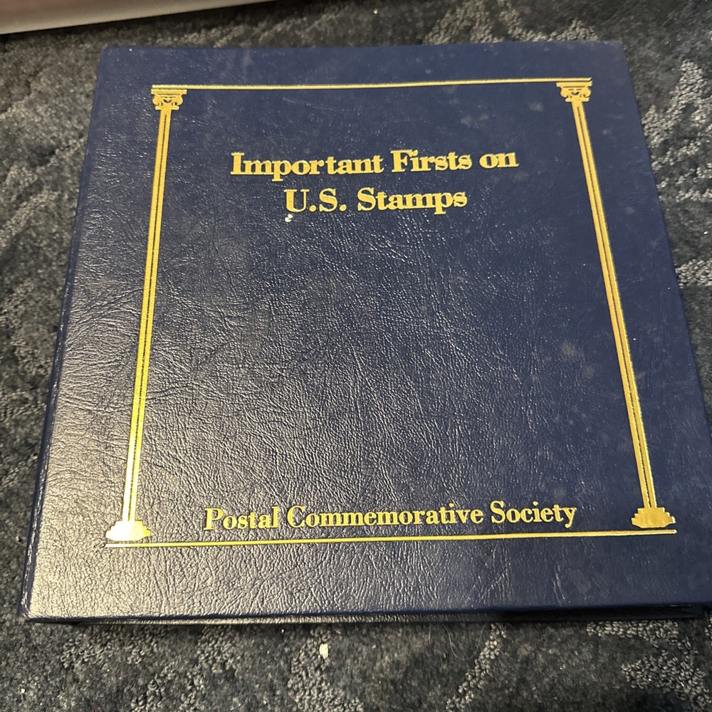 Stamp Album "IMPORTANT FIRSTS ON US STAMPS" by Postal Commem Society, 36 stamps