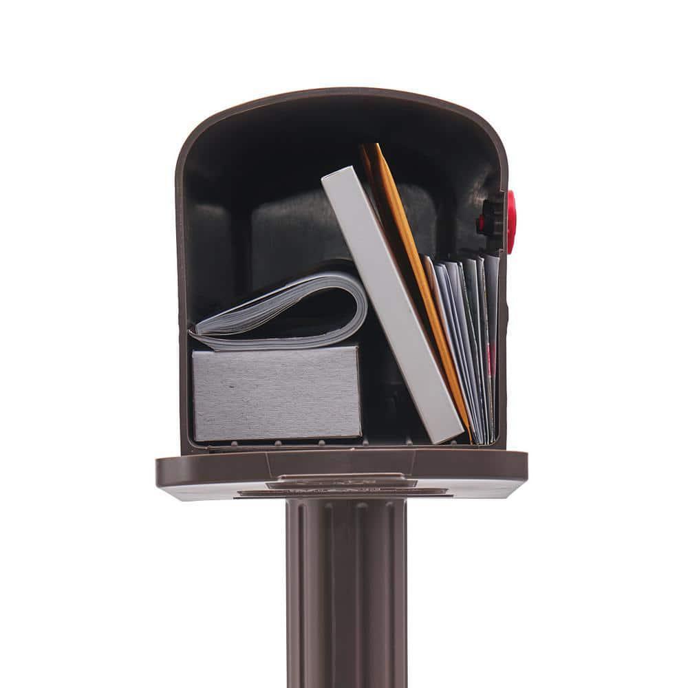 Mailbox Post Combo Brown Mocha Medium Capacity Rust-Proof Plastic In-Ground Post
