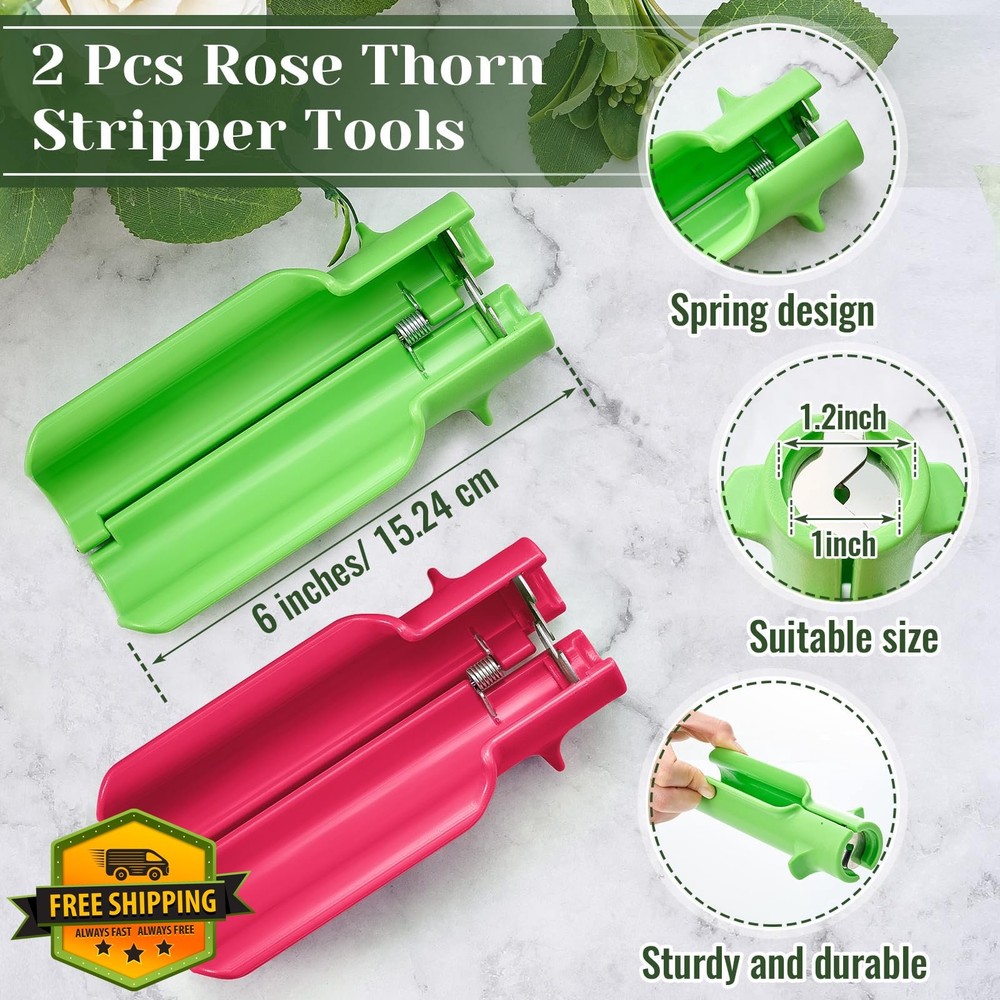 2pc Rose Thorn Stripper Tool Leaf Cutter Green Rose Red Gift