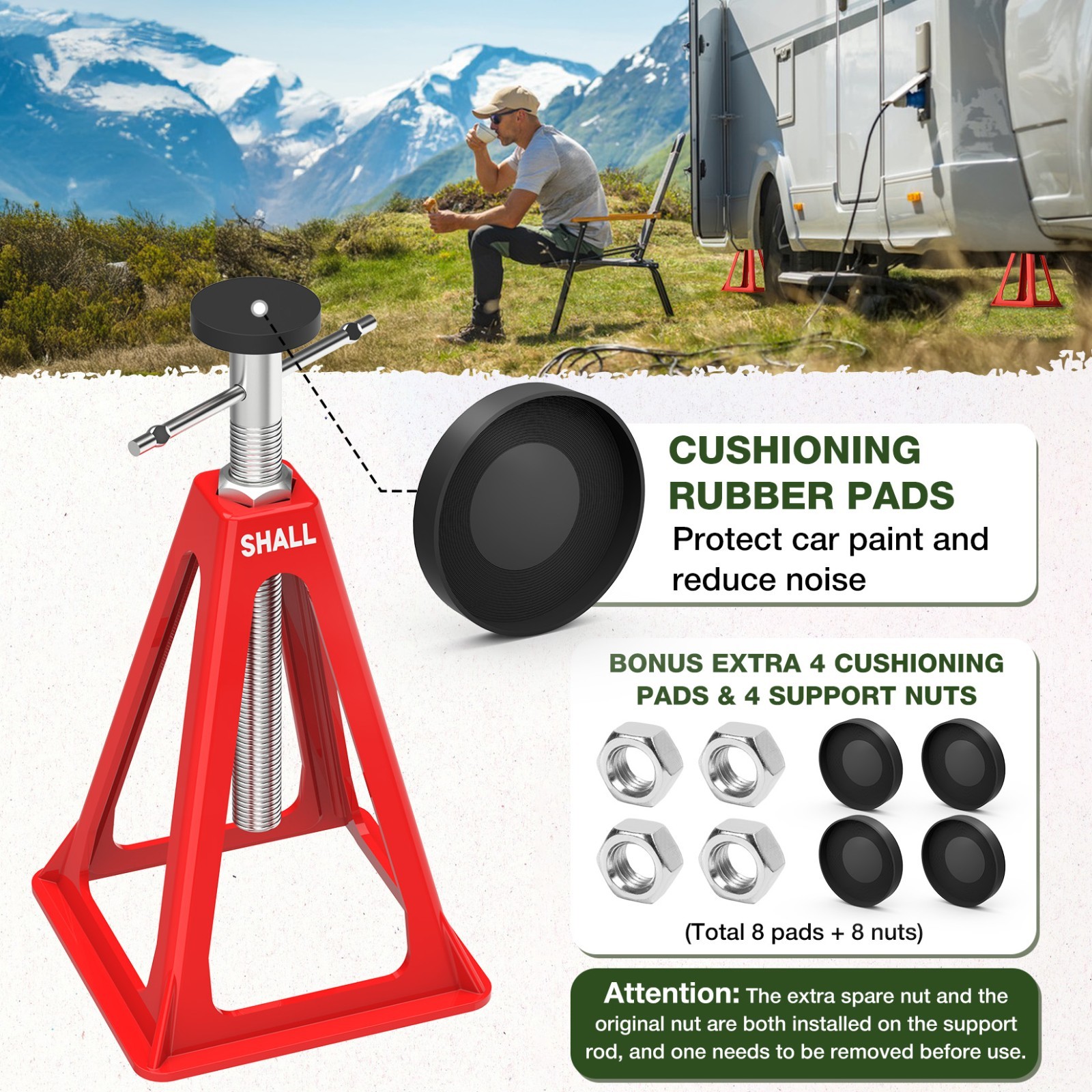 SHALL 4PC RV Stabilizer Jacks,Heavy Duty Aluminum Jack Stands for Trailer Camper