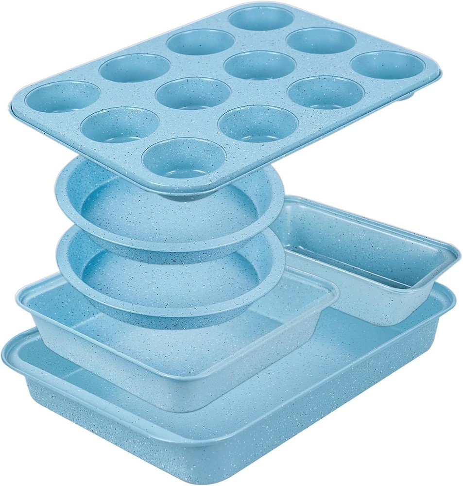 Baking Pans Set Non Stick Bakeware Sets Stackable Oven Safe Steel Baking Set