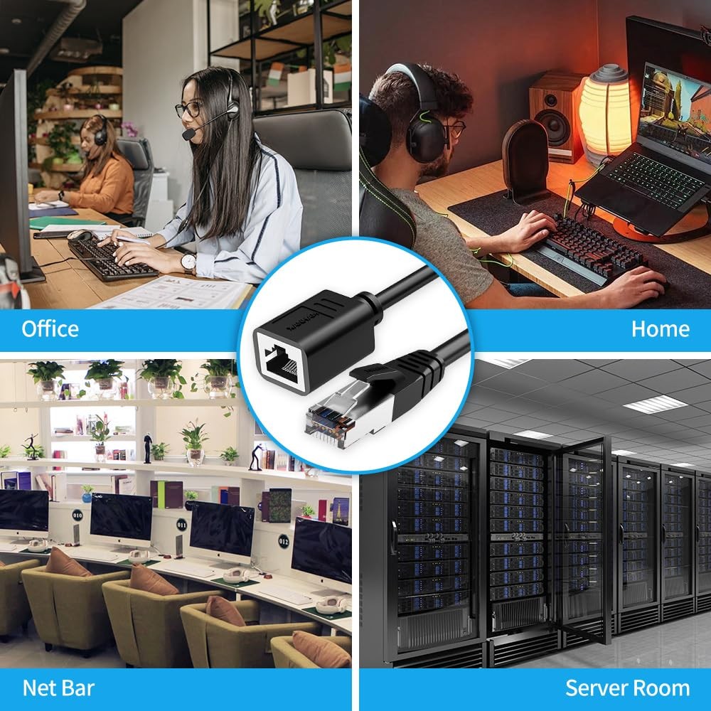 Ethernet Extension Cable 10ft Cat6 Network Patch Cord Extender 10 ft