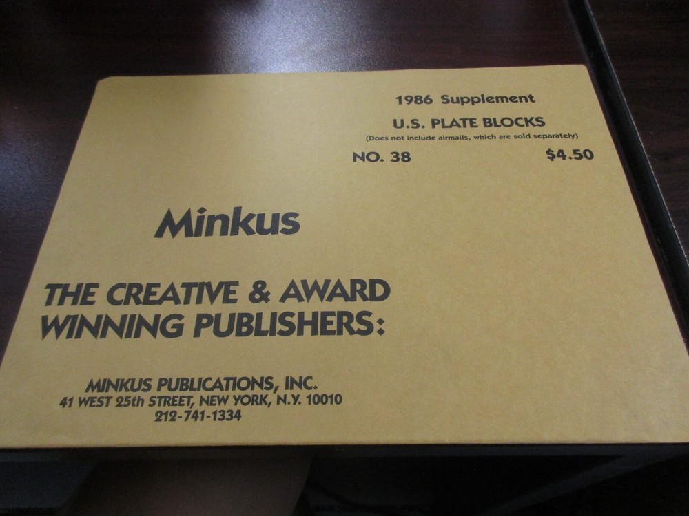 "MINKUS" SUPPLEMENT  U.S. PLATE BLOCKS   1986  W/FREE SHIPPING!!!