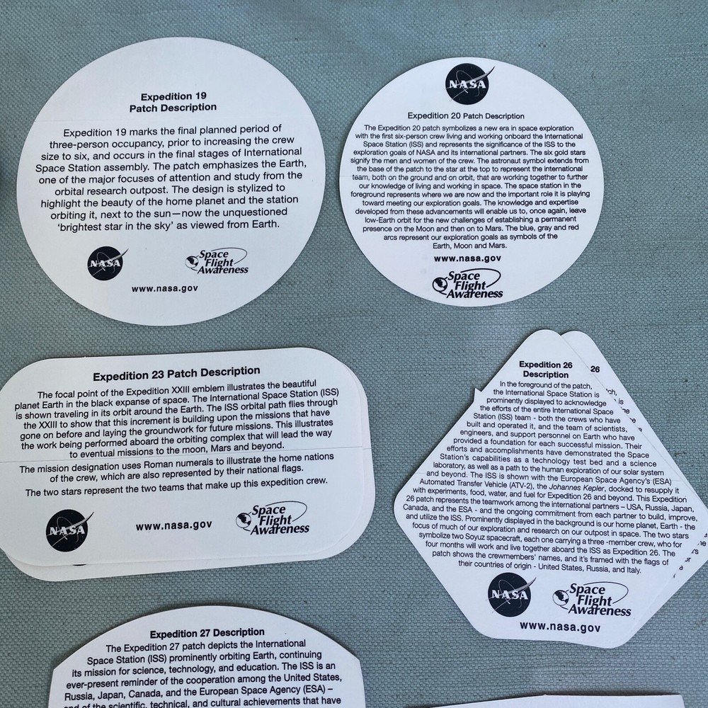 NASA Space Program Expedition ISS Space Station Sticker Lot 20 Crew Patch Logo