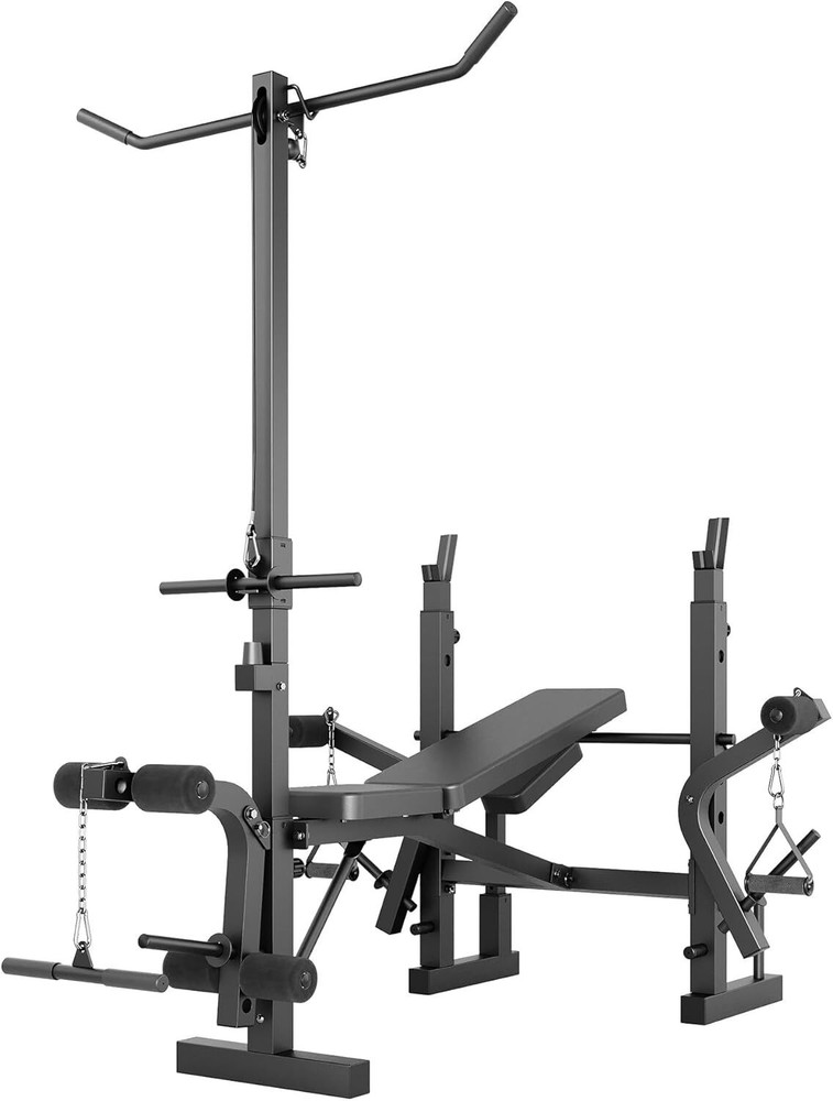 Foldable Olympic Weight Bench Set Bench Press Rack w/ Leg Developer LAT Pulldown