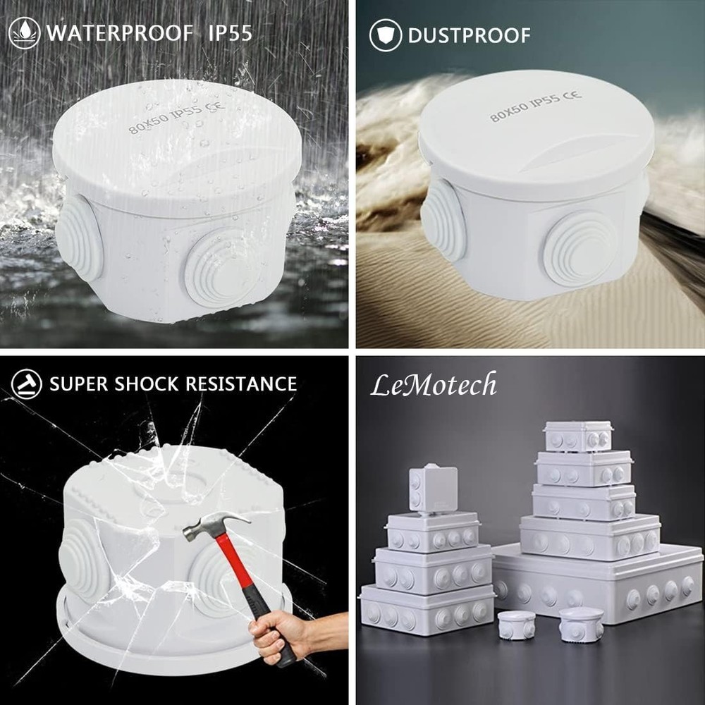 Sturdy Waterproof Junction Box, Dustproof Electrical Enclosure for All Projects