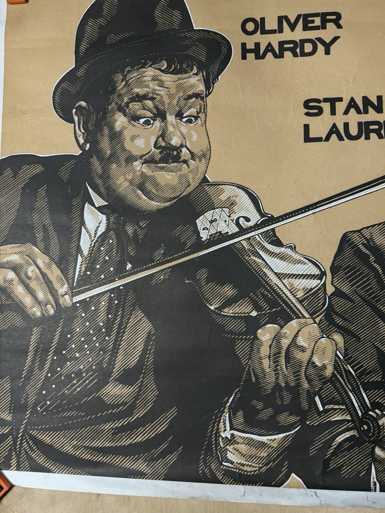 1982 Laurel and Hardy Poster by K. Chillis – Rare Vintage Comedy Art