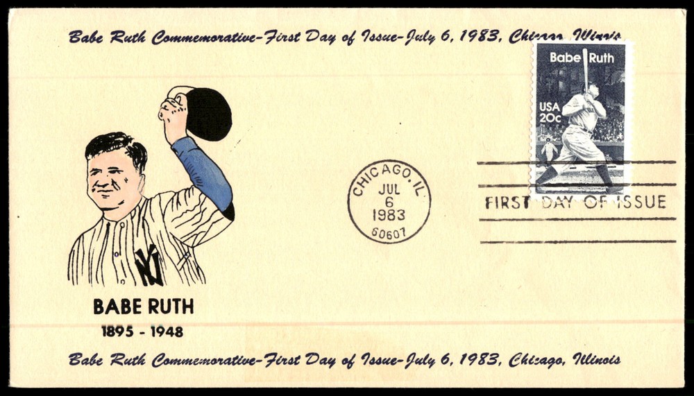 1983 Commemorative Babe Ruth FDC LEE KAUFMAN Cachet