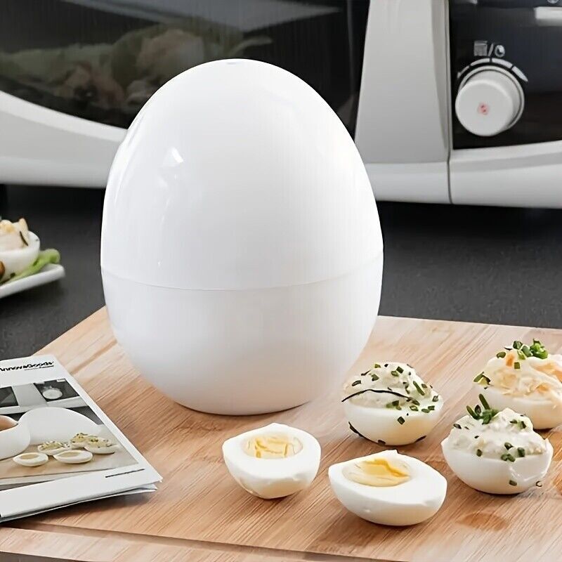 Egg Cooker for Microwave, 4-Capacity, Quick Egg Boiler, Compact Egg-Shaped Kitch