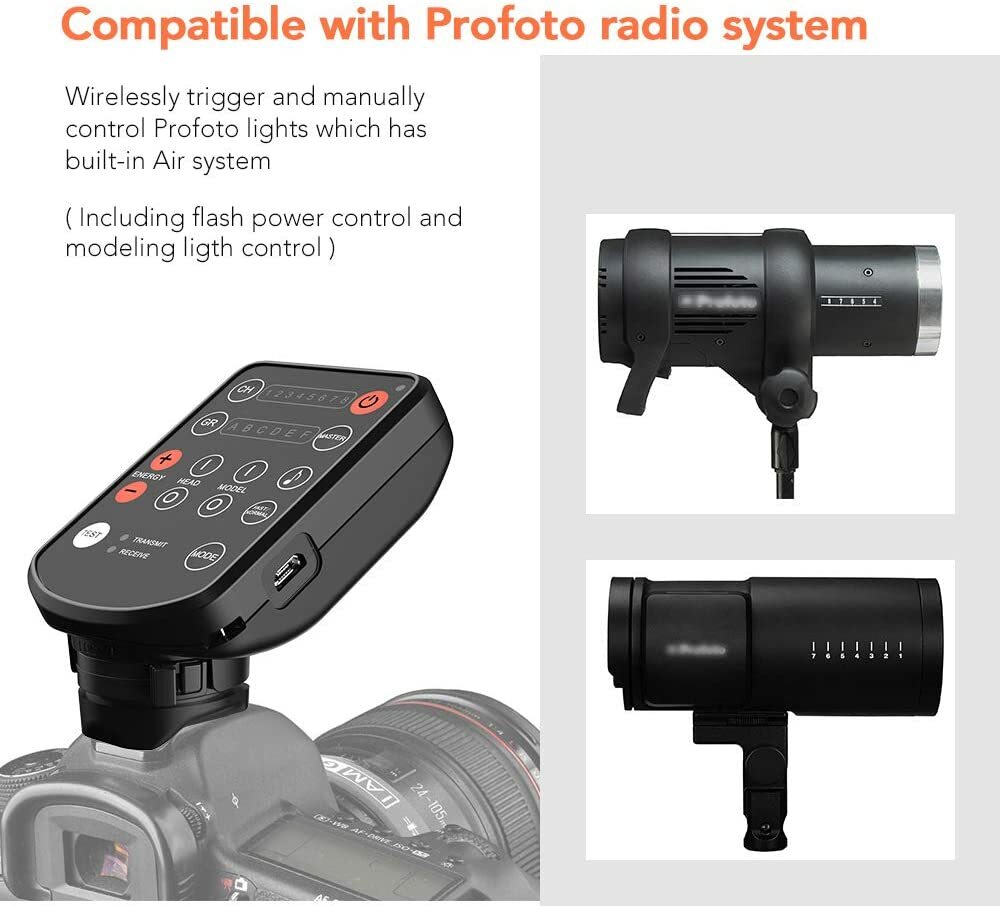 AODELAN E2 Flash Trigger Air Remote sync & control Profoto B1X A1X D1 B10 Pro-10
