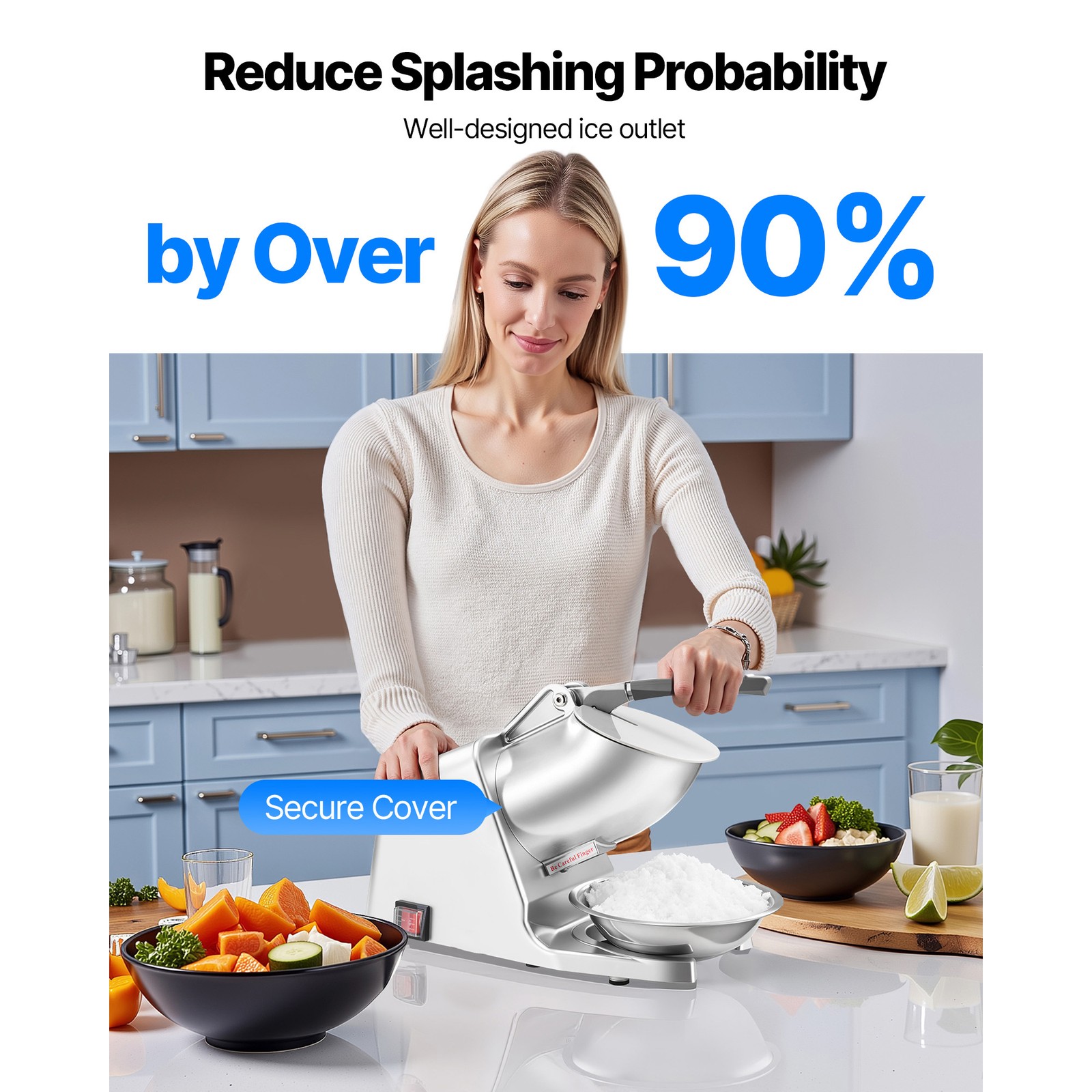 Uimoso Electric Ice Crusher Machine 143LBS/H for Shaved Ice and Snow Cones