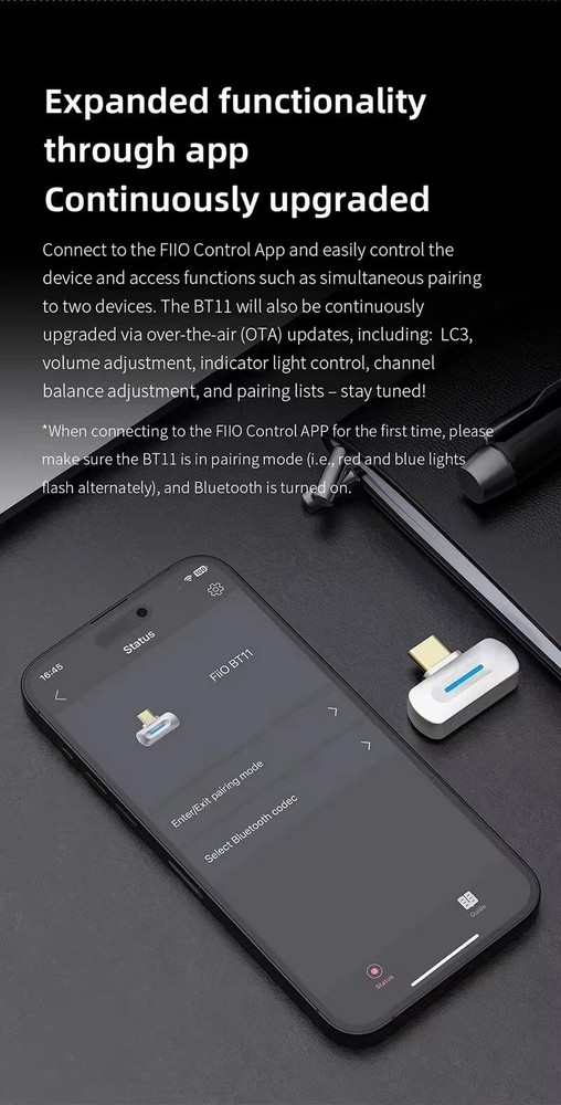 FiiO BT11 USB C Bluetooth 5.4 Transmitter Audio Adapter QCC5181 LDAC aptX
