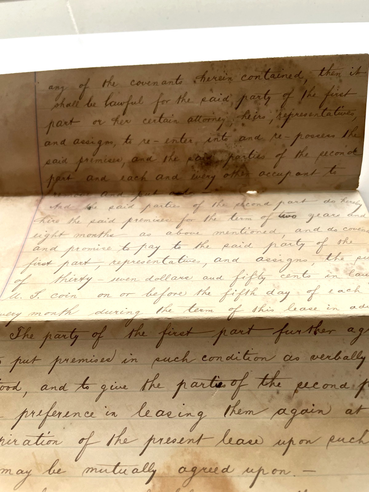 1885 San Antonio Texas Lease Document Mary Menger East Side North Laredo Street