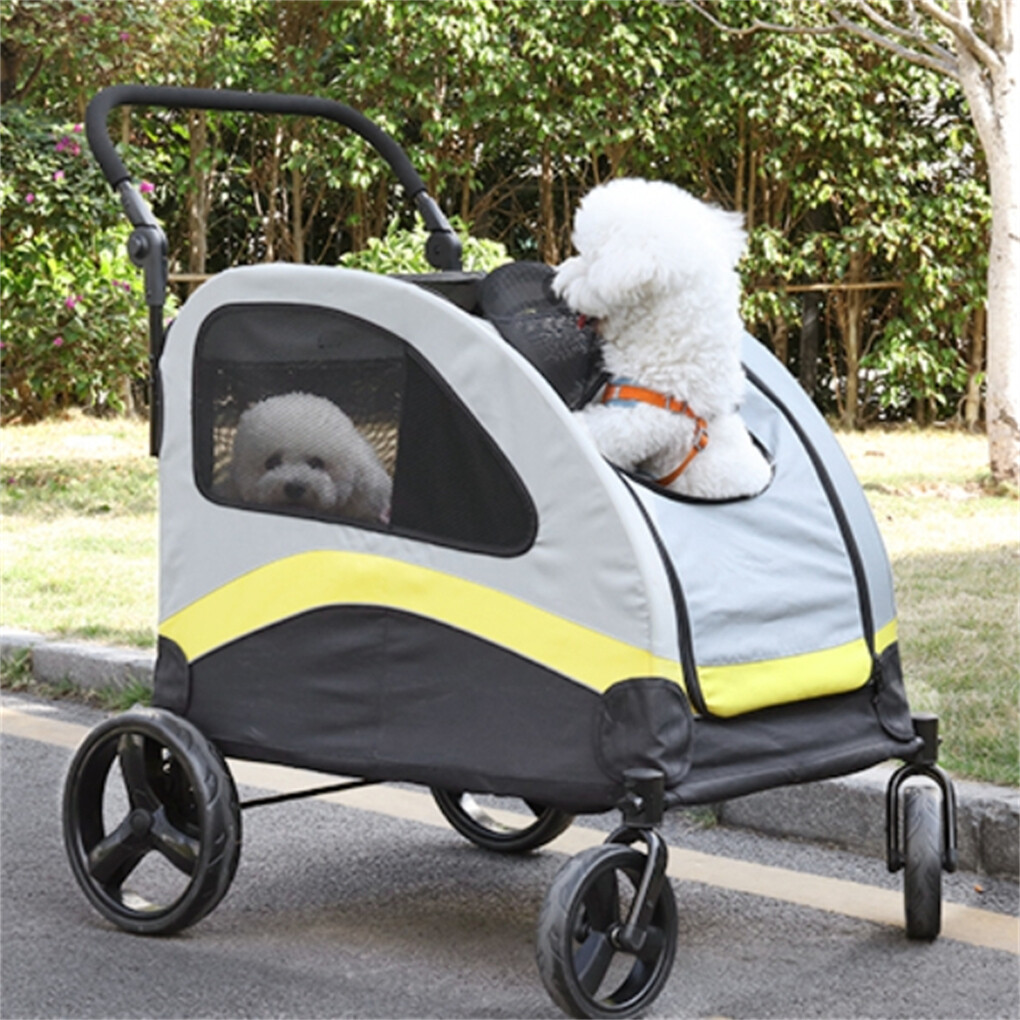 XXL Double Seat Dog Stroller Buggy Anti-shock Pet Doggy Pram Divided for 2 Dogs