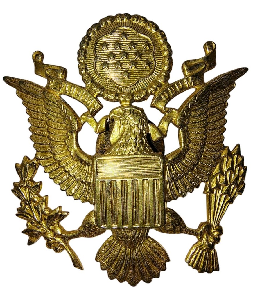 WW2 Military US Army Eagle Dress Hat Pin Full Size  Screw Back