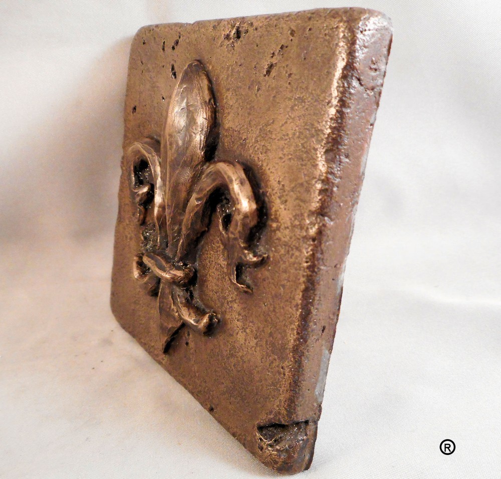 Bronze 4"X4" Fleur d' Lis Decoritive Wall Tile