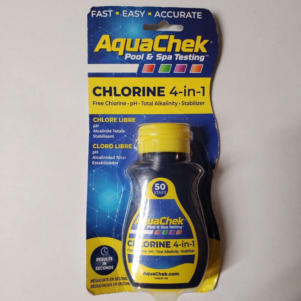 New AquaChek Yellow Test Strips with Chlorine - 50 Pack Testing Kit