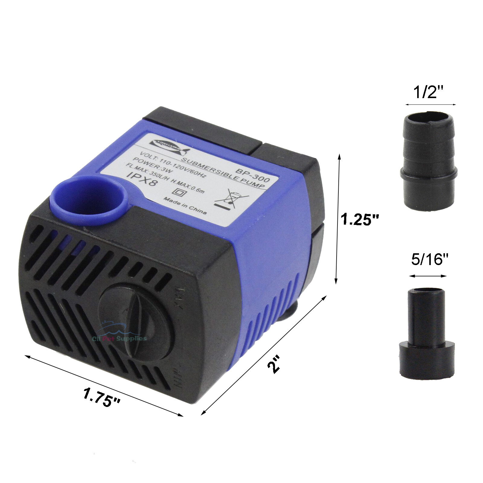 80 GPH Submersible Pump Aquarium Fish Tank Powerhead Fountain Water Hydroponic