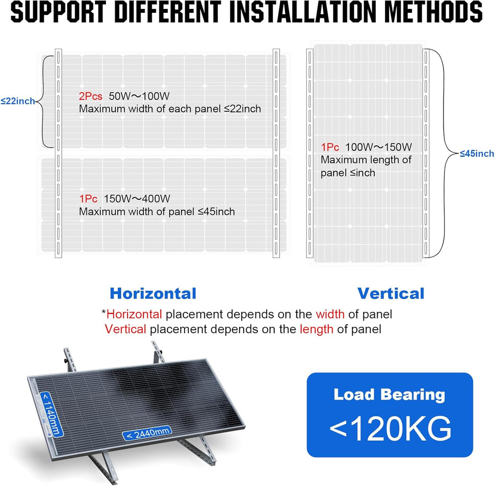 Upgraded 45In Solar Panel Mount Brackets, with Foldable Tilt Legs, Suitable for