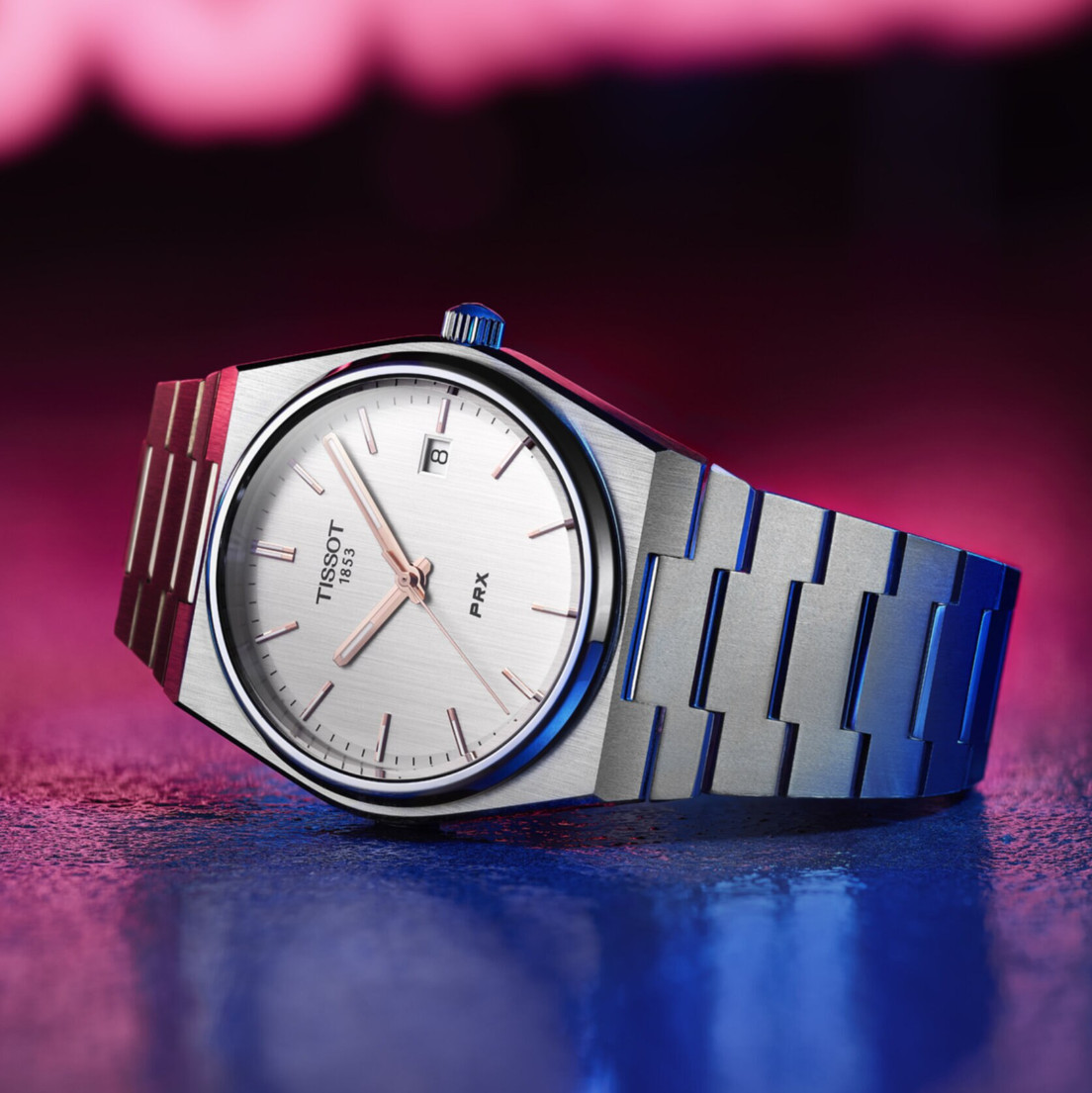 TISSOT PRX 40mm Silver/Rose gold Tone Dial Men's Quartz Watch T137.410.11.031.00