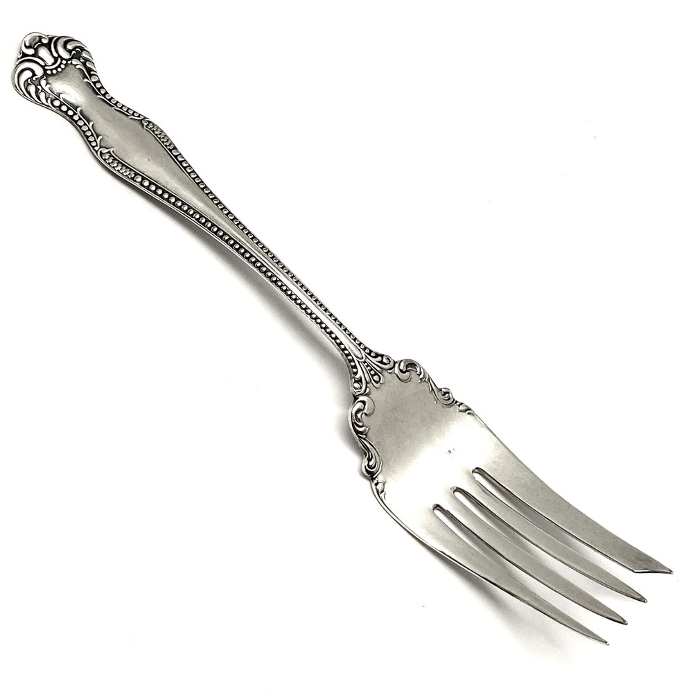 Oneida BERNICE Silver Plate 1900 Extra Plate Bead Edge Cold Meat Fork Flatware