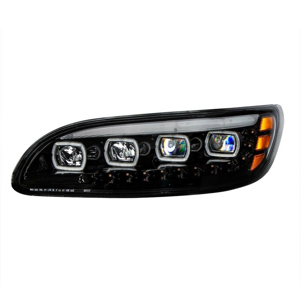 Peterbilt 386 Quad-LED Headlight Assembly Black Driver Side
