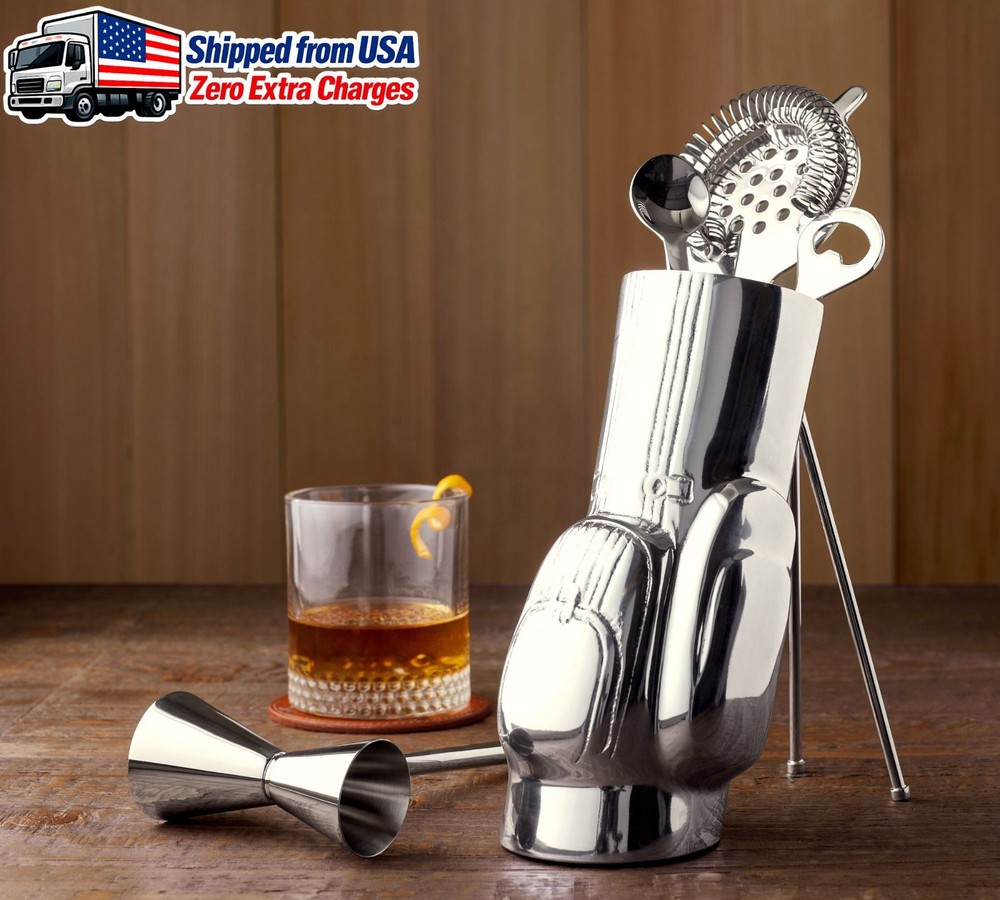 Pottery Barn Figural Golf 5-Piece Bar Tool Set