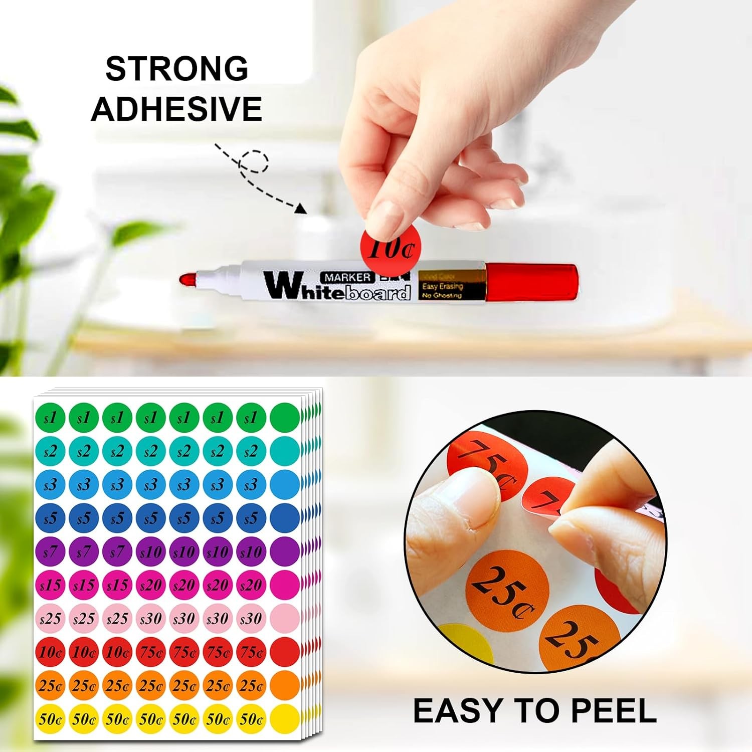 1600 Pcs 3/4 Inch Garage Sale Inch, Price Stickers Sheets