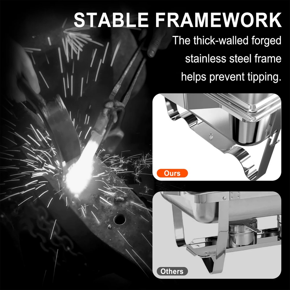 13QT Chafing Dish Buffet Set Rectangular Stainless Steel Buffet Catering Party