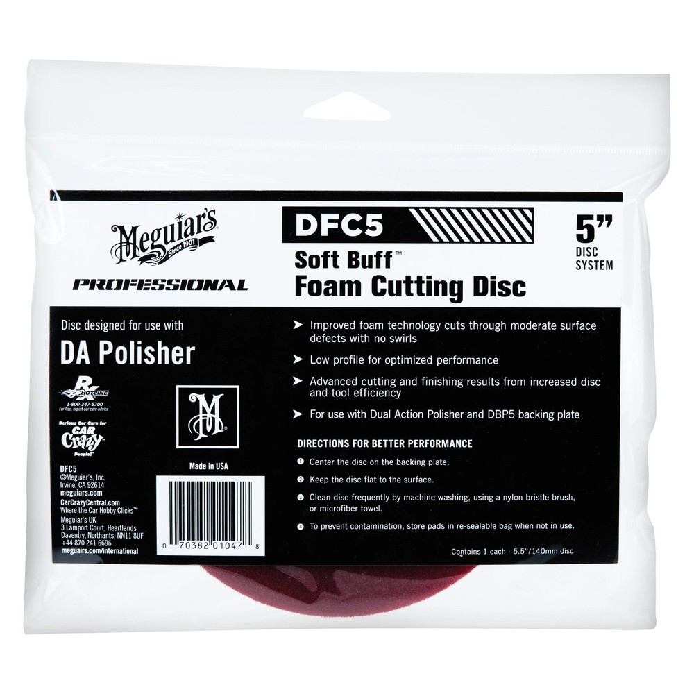 Meguiars Soft Buff 5" Foam Dual Action Hook-and-Loop Cutting Pad