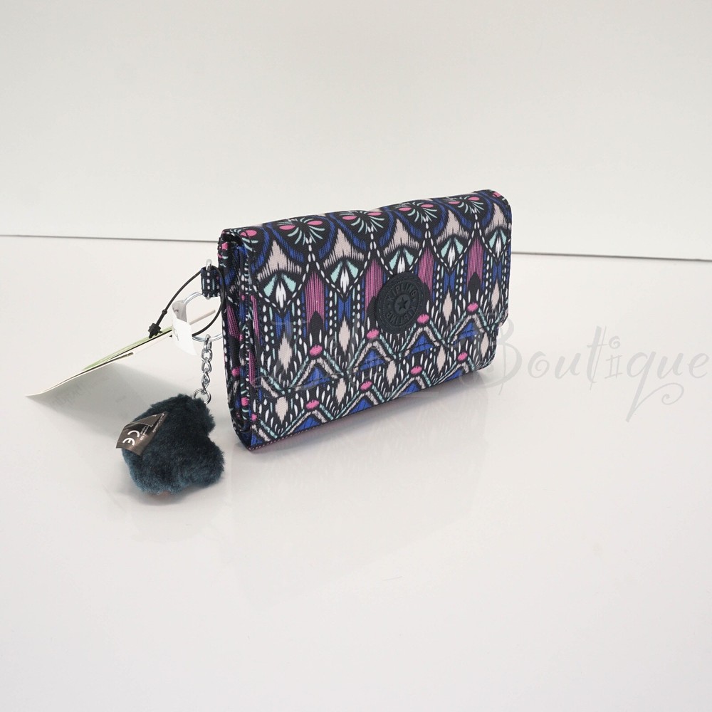 NWT Kipling AC3739 PIXI Snap Medium Trifold Wallet Polyester Glorious Day Multi