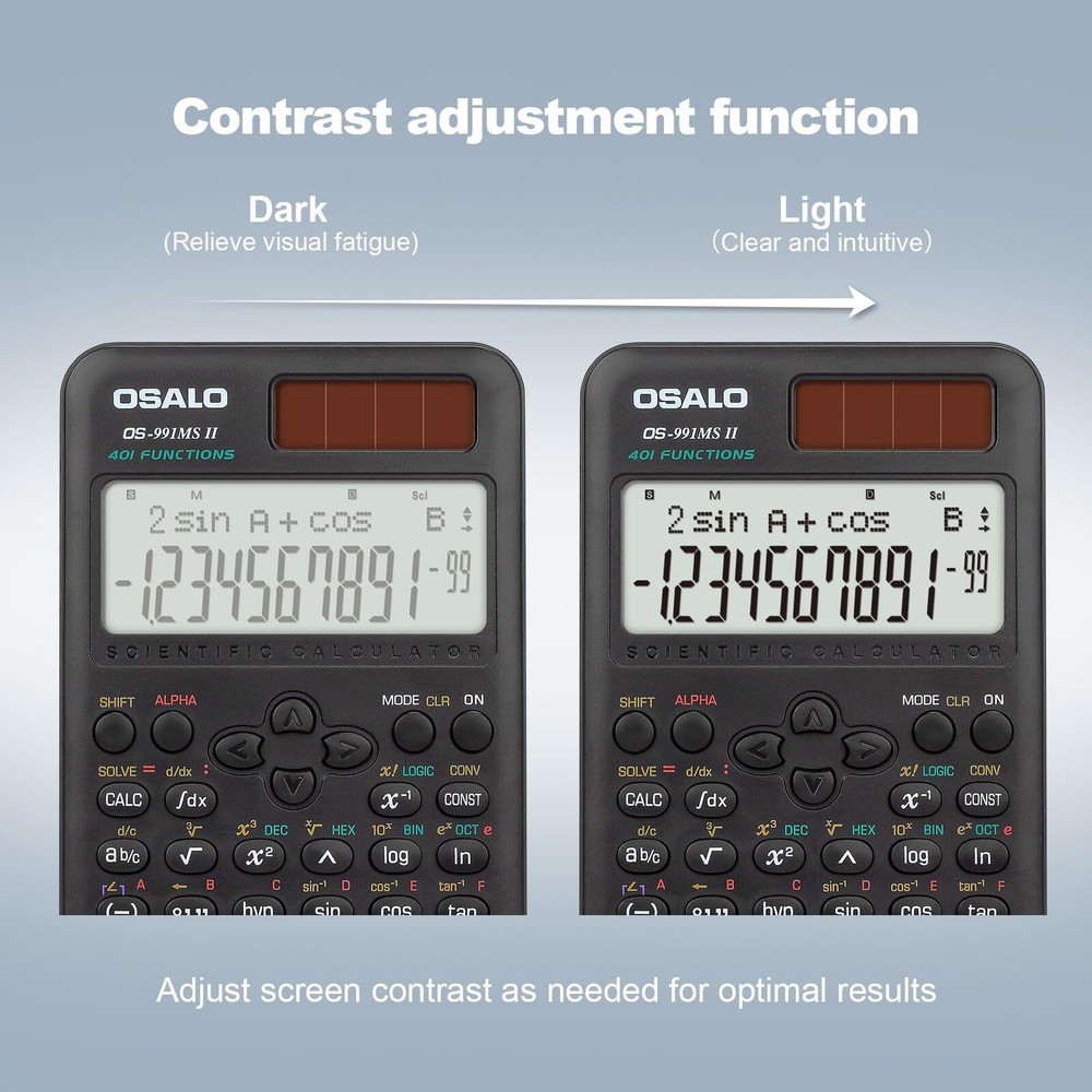 Scientific Calculator 401 Function 10+2 Digits Display Solar Battery Calculat...
