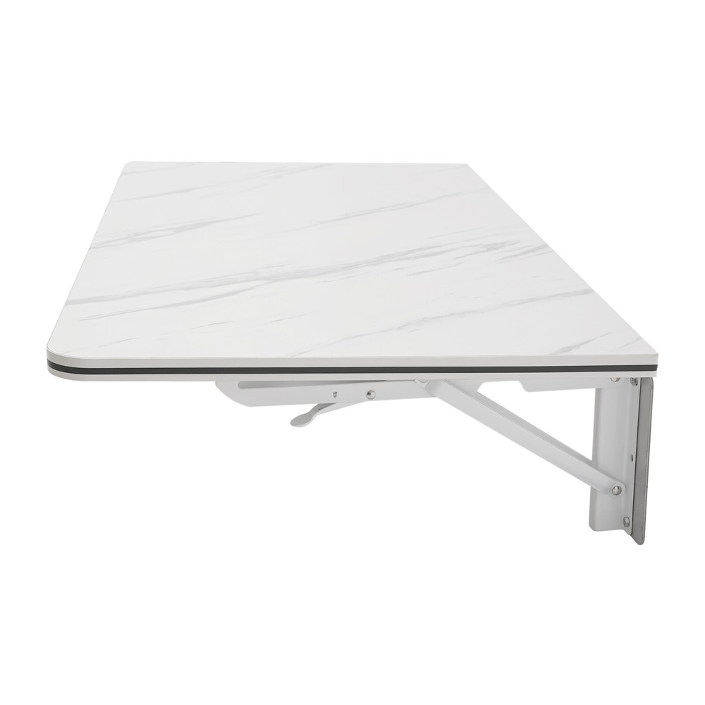 80x40cm White Wall Mounted Folding Table Folding Wall Desk Rectangular Wall Desk