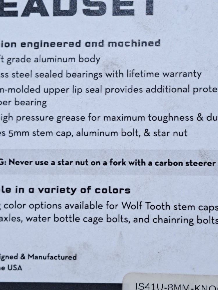 Wolf Tooth Headsets - Integrated Upper IS41/28.6, 8mm Stack, Gold / Knock-Block