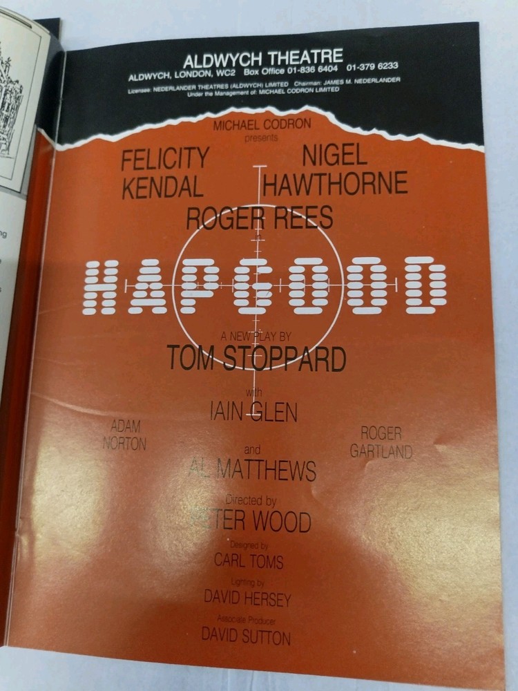 Theatre Programme Hapgood Signed Felicity Kendal