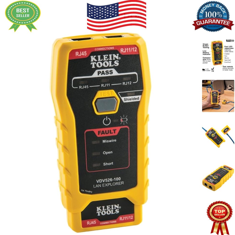 Klein Tools VDV526-100 Network Cable Tester with Remote & Fast LED Indicators