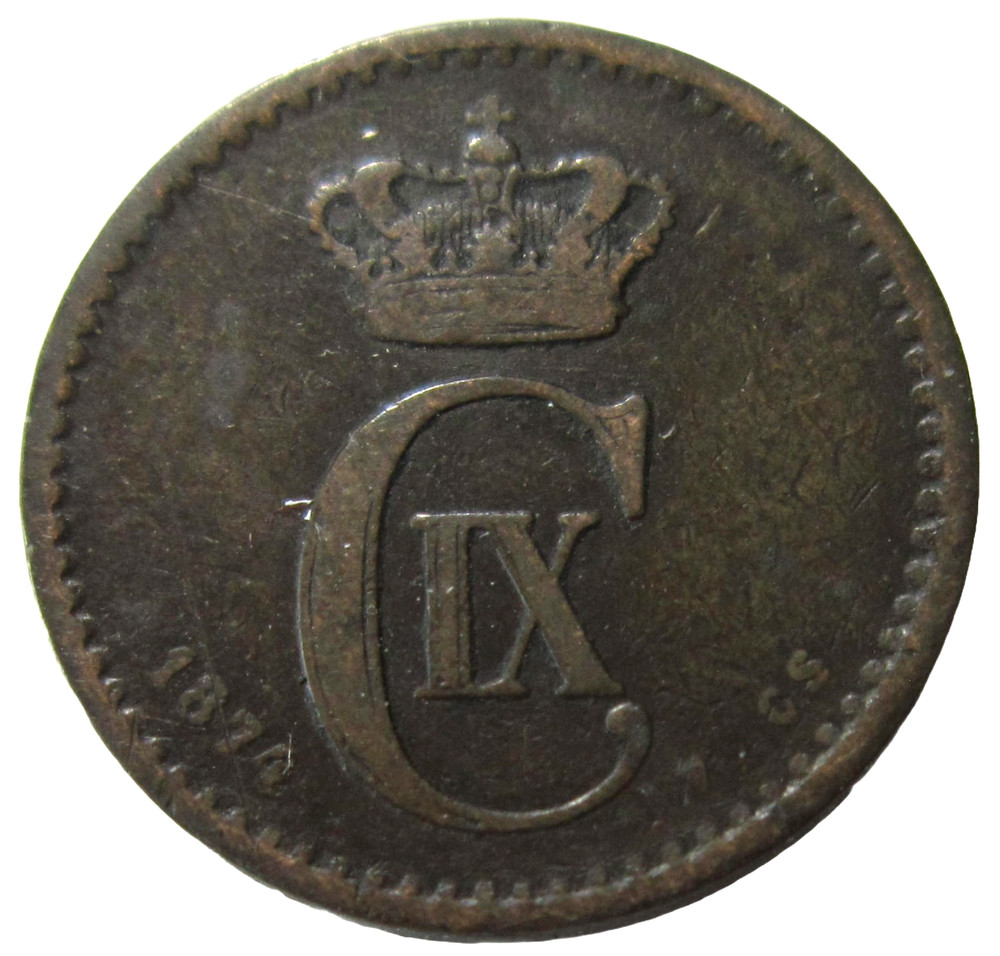 DENMARK. 1 ORE, 1874. CHRISTIAN IX.